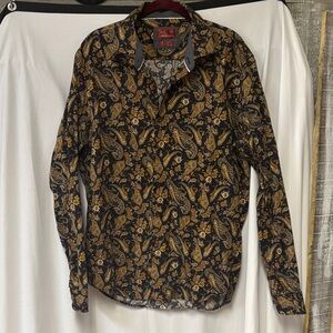 Consequence Paisley Shirt in Black and Gold